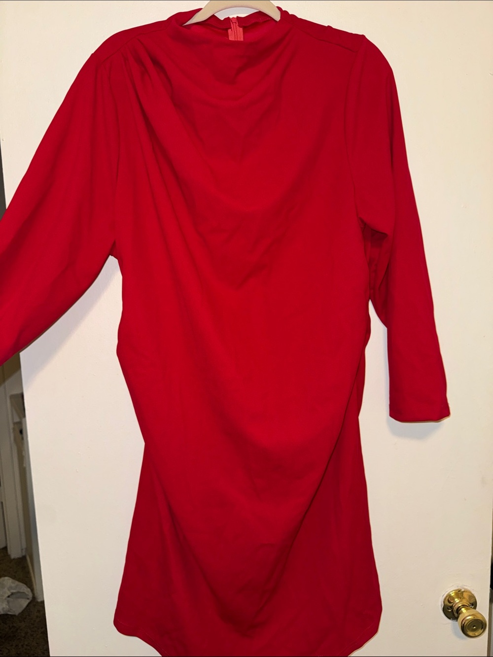 SHEIN Red Long-Sleeve Midi Dress